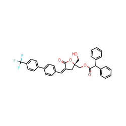 O=C1O[C@](CO)(COC(=O)C(c2ccccc2)c2ccccc2)C/C1=C/c1ccc(-c2ccc(C(F)(F)F)cc2)cc1 ZINC000042834182