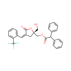 O=C1O[C@](CO)(COC(=O)C(c2ccccc2)c2ccccc2)C/C1=C/c1ccccc1C(F)(F)F ZINC000045497143