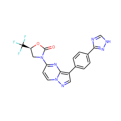 O=C1O[C@H](C(F)(F)F)CN1c1ccn2ncc(-c3ccc(-c4nc[nH]n4)cc3)c2n1 ZINC000116185866