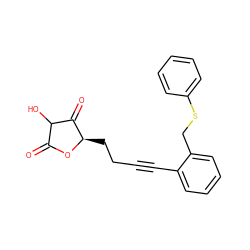 O=C1O[C@H](CCC#Cc2ccccc2CSc2ccccc2)C(=O)C1O ZINC000100802120