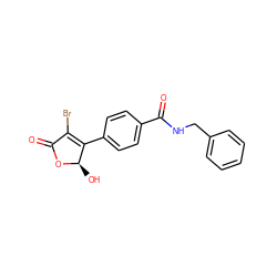 O=C1O[C@H](O)C(c2ccc(C(=O)NCc3ccccc3)cc2)=C1Br ZINC000084687783