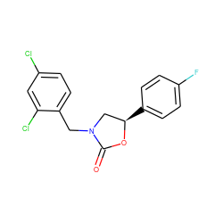 O=C1O[C@H](c2ccc(F)cc2)CN1Cc1ccc(Cl)cc1Cl ZINC001772598681