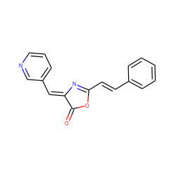 O=C1OC(/C=C/c2ccccc2)=N/C1=C\c1cccnc1 ZINC000004867554