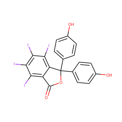 O=C1OC(c2ccc(O)cc2)(c2ccc(O)cc2)c2c(I)c(I)c(I)c(I)c21 ZINC000150338624