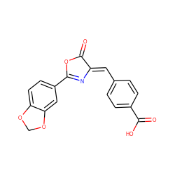 O=C1OC(c2ccc3c(c2)OCO3)=N/C1=C\c1ccc(C(=O)O)cc1 ZINC000003362967