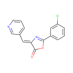 O=C1OC(c2cccc(Cl)c2)=N/C1=C\c1cccnc1 ZINC000005390793