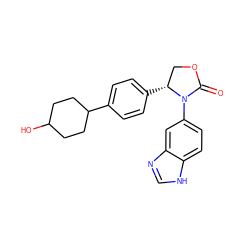 O=C1OC[C@@H](c2ccc(C3CCC(O)CC3)cc2)N1c1ccc2[nH]cnc2c1 ZINC000116196102