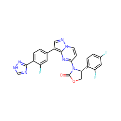 O=C1OC[C@@H](c2ccc(F)cc2F)N1c1ccn2ncc(-c3ccc(-c4nc[nH]n4)c(F)c3)c2n1 ZINC000116185016