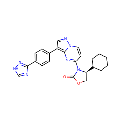 O=C1OC[C@H](C2CCCCC2)N1c1ccn2ncc(-c3ccc(-c4nc[nH]n4)cc3)c2n1 ZINC000116187961