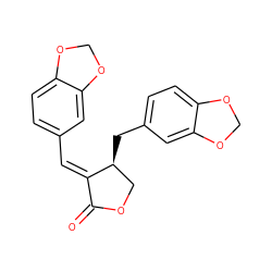 O=C1OC[C@H](Cc2ccc3c(c2)OCO3)/C1=C\c1ccc2c(c1)OCO2 ZINC000100059302