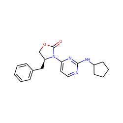 O=C1OC[C@H](Cc2ccccc2)N1c1ccnc(NC2CCCC2)n1 ZINC000142117482