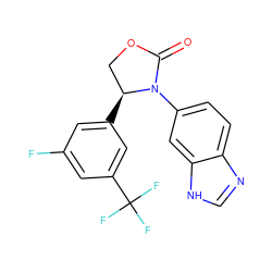 O=C1OC[C@H](c2cc(F)cc(C(F)(F)F)c2)N1c1ccc2nc[nH]c2c1 ZINC000116829003