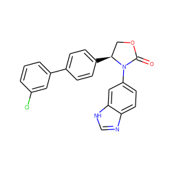 O=C1OC[C@H](c2ccc(-c3cccc(Cl)c3)cc2)N1c1ccc2nc[nH]c2c1 ZINC000116828988