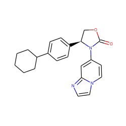 O=C1OC[C@H](c2ccc(C3CCCCC3)cc2)N1c1ccn2ccnc2c1 ZINC000202247347