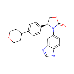 O=C1OC[C@H](c2ccc(C3CCOCC3)cc2)N1c1ccc2[nH]cnc2c1 ZINC000116829151