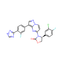 O=C1OC[C@H](c2ccc(F)c(Cl)c2)N1c1ccn2ncc(-c3ccc(-c4nc[nH]n4)c(F)c3)c2n1 ZINC000116193759