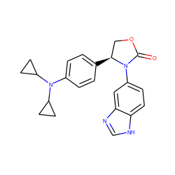 O=C1OC[C@H](c2ccc(N(C3CC3)C3CC3)cc2)N1c1ccc2[nH]cnc2c1 ZINC000116196138