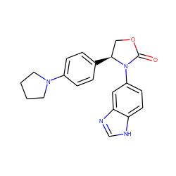 O=C1OC[C@H](c2ccc(N3CCCC3)cc2)N1c1ccc2[nH]cnc2c1 ZINC000116829100