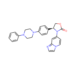 O=C1OC[C@H](c2ccc(N3CCN(c4ccccc4)CC3)cc2)N1c1ccn2ccnc2c1 ZINC000202248072