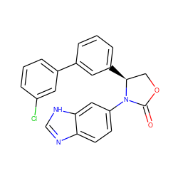 O=C1OC[C@H](c2cccc(-c3cccc(Cl)c3)c2)N1c1ccc2nc[nH]c2c1 ZINC000116828925