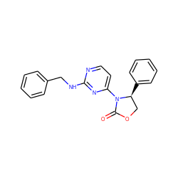 O=C1OC[C@H](c2ccccc2)N1c1ccnc(NCc2ccccc2)n1 ZINC000142051405