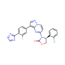 O=C1OC[C@H](c2ccccc2Cl)N1c1ccn2ncc(-c3ccc(-c4nc[nH]n4)c(F)c3)c2n1 ZINC000116185445