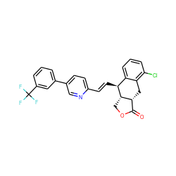 O=C1OC[C@H]2[C@@H]1Cc1c(Cl)cccc1[C@@H]2/C=C/c1ccc(-c2cccc(C(F)(F)F)c2)cn1 ZINC000028823193