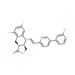 O=C1OC[C@H]2[C@@H]1Cc1c(F)cc(F)cc1[C@@H]2/C=C/c1ccc(-c2cccc(Cl)c2)cn1 ZINC000028823194