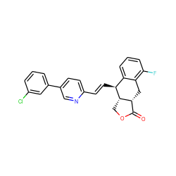 O=C1OC[C@H]2[C@@H]1Cc1c(F)cccc1[C@@H]2/C=C/c1ccc(-c2cccc(Cl)c2)cn1 ZINC000028823198