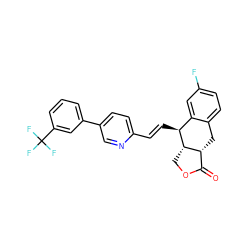 O=C1OC[C@H]2[C@@H]1Cc1ccc(F)cc1[C@@H]2/C=C/c1ccc(-c2cccc(C(F)(F)F)c2)cn1 ZINC000028823189