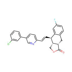 O=C1OC[C@H]2[C@@H]1Cc1ccc(F)cc1[C@@H]2/C=C/c1ccc(-c2cccc(Cl)c2)cn1 ZINC000028823195