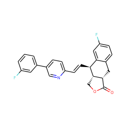 O=C1OC[C@H]2[C@@H]1Cc1ccc(F)cc1[C@@H]2/C=C/c1ccc(-c2cccc(F)c2)cn1 ZINC000028823217