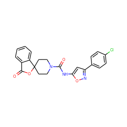 O=C1OC2(CCN(C(=O)Nc3cc(-c4ccc(Cl)cc4)no3)CC2)c2ccccc21 ZINC000040972763