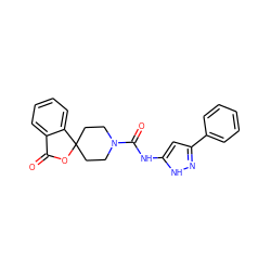 O=C1OC2(CCN(C(=O)Nc3cc(-c4ccccc4)n[nH]3)CC2)c2ccccc21 ZINC000034009917