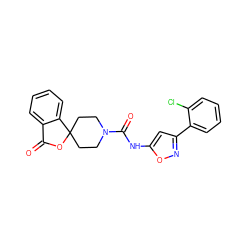 O=C1OC2(CCN(C(=O)Nc3cc(-c4ccccc4Cl)no3)CC2)c2ccccc21 ZINC000040974384