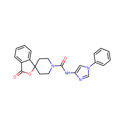 O=C1OC2(CCN(C(=O)Nc3cn(-c4ccccc4)cn3)CC2)c2ccccc21 ZINC000040430844