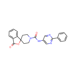 O=C1OC2(CCN(C(=O)Nc3cnc(-c4ccccc4)nc3)CC2)c2ccccc21 ZINC000040424830