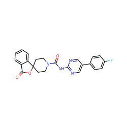 O=C1OC2(CCN(C(=O)Nc3ncc(-c4ccc(F)cc4)cn3)CC2)c2ccccc21 ZINC000040956718