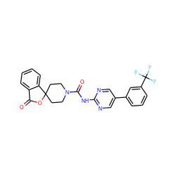 O=C1OC2(CCN(C(=O)Nc3ncc(-c4cccc(C(F)(F)F)c4)cn3)CC2)c2ccccc21 ZINC000034000148