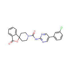 O=C1OC2(CCN(C(=O)Nc3ncc(-c4cccc(Cl)c4)cn3)CC2)c2ccccc21 ZINC000034012514