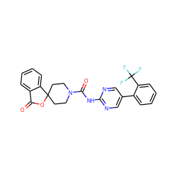 O=C1OC2(CCN(C(=O)Nc3ncc(-c4ccccc4C(F)(F)F)cn3)CC2)c2ccccc21 ZINC000040975966