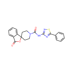 O=C1OC2(CCN(C(=O)Nc3nsc(-c4ccccc4)n3)CC2)c2ccccc21 ZINC000040973234