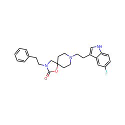 O=C1OC2(CCN(CCc3c[nH]c4ccc(F)cc34)CC2)CN1CCc1ccccc1 ZINC000013743438