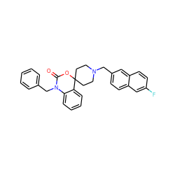 O=C1OC2(CCN(Cc3ccc4cc(F)ccc4c3)CC2)c2ccccc2N1Cc1ccccc1 ZINC000095573722