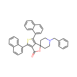 O=C1OC2(CCN(Cc3ccccc3)CC2)c2c(-c3cccc4ccccc34)sc(-c3cccc4ccccc34)c21 ZINC000095601767