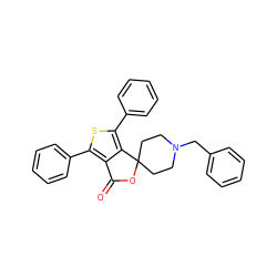 O=C1OC2(CCN(Cc3ccccc3)CC2)c2c(-c3ccccc3)sc(-c3ccccc3)c21 ZINC000095601737