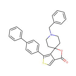 O=C1OC2(CCN(Cc3ccccc3)CC2)c2c1csc2-c1ccc(-c2ccccc2)cc1 ZINC000095603660