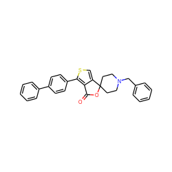 O=C1OC2(CCN(Cc3ccccc3)CC2)c2csc(-c3ccc(-c4ccccc4)cc3)c21 ZINC000095602193