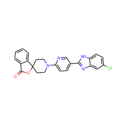 O=C1OC2(CCN(c3ccc(-c4nc5cc(Cl)ccc5[nH]4)cn3)CC2)c2ccccc21 ZINC000169197726