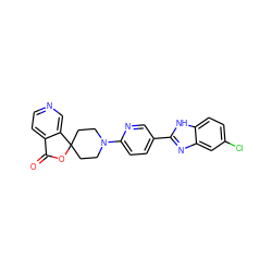 O=C1OC2(CCN(c3ccc(-c4nc5cc(Cl)ccc5[nH]4)cn3)CC2)c2cnccc21 ZINC000169200658